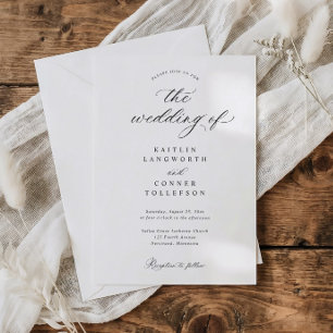 Elegant Simple Old Money Black and White Wedding Invitation
