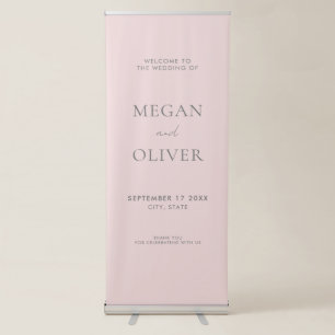 Elegant Simple Pale Pink Wedding Welcome Retractable Banner