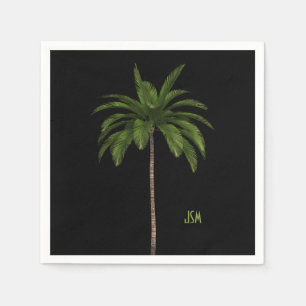 Elegant Simple Palm Tree Tropical Beach Monogram Napkin