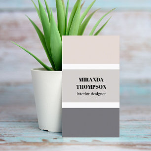 Elegant Simple Pastel Stripes Interior Designer Business Card