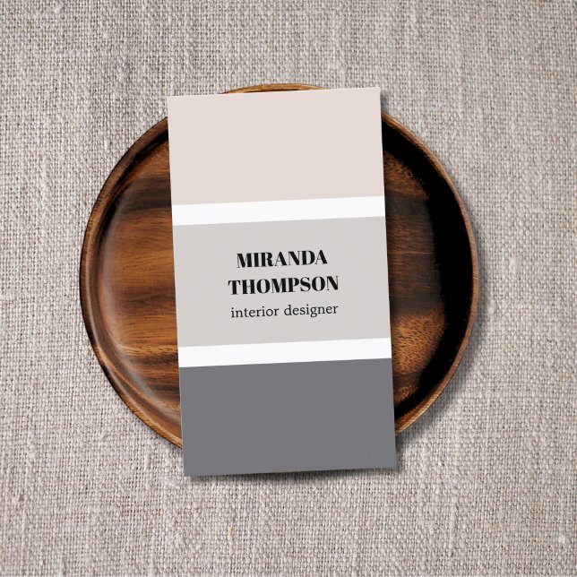 Elegant Simple Pastel Stripes Interior Designer Business Card (Creator Uploaded)