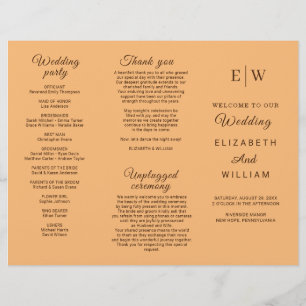 Elegant Simple Peach Monogram Wedding Flyer