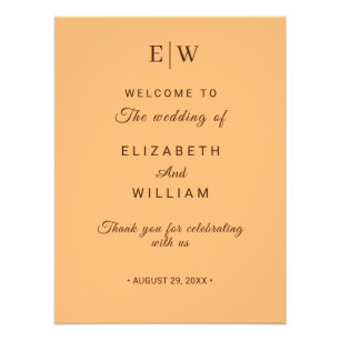 Elegant Simple Peach Monogram Wedding Photo Print