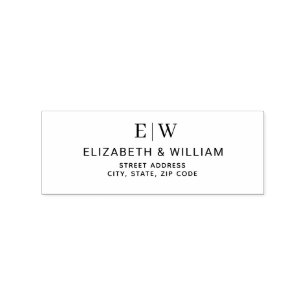 Elegant Simple Peach Monogram Wedding Rubber Stamp