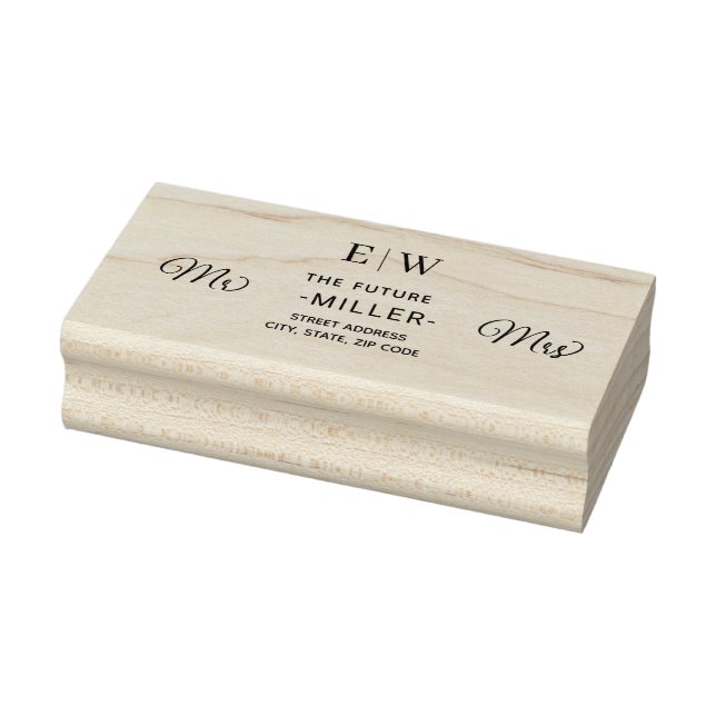 Elegant Simple Peach Monogram Wedding Rubber Stamp (Stamp)