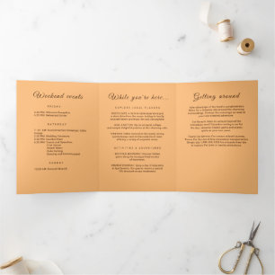 Elegant Simple Peach Monogram Wedding Tri-Fold Programme