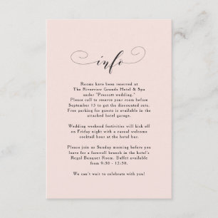 Elegant simple peach pink wedding information enclosure card