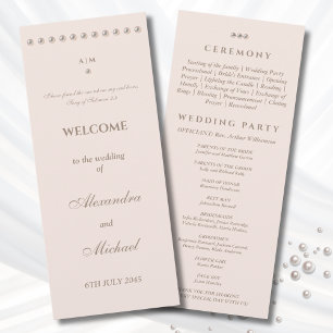 Elegant Simple Pearl Christian Wedding Program Programme