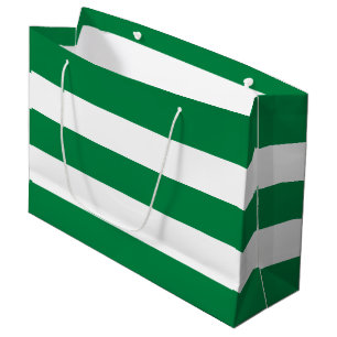 Elegant Simple Peppermint Green White Stripes Large Gift Bag