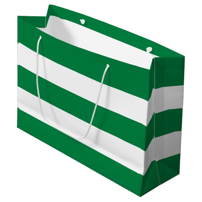 Elegant Simple Peppermint Green White Stripes Large Gift Bag (Front Angled)