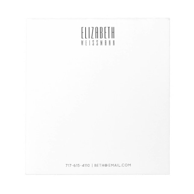 Elegant Simple Personalised Name Contacts  Notepad (Front)