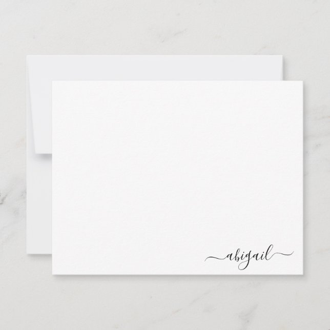 Elegant Simple Personalised Script White  Card (Front)