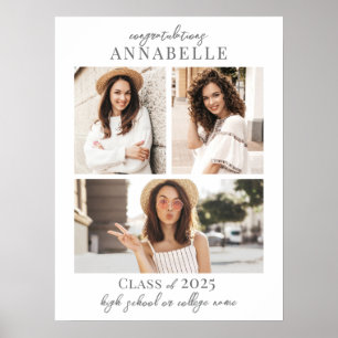 Elegant Simple Photo Collage Graduation Party Sign