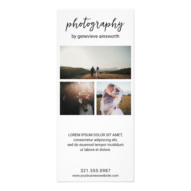 Elegant Simple Photo Collage Modern Photography Rack Card (Front)