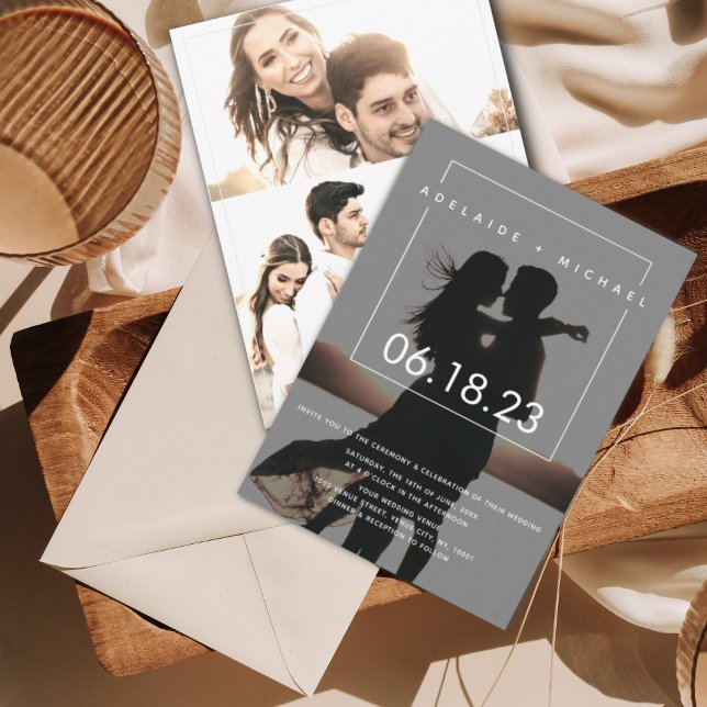 Elegant Simple Photo Collage Wedding Invitation (Creator Uploaded)