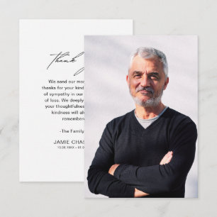 Elegant Simple Photo Funeral Sympathy Memorial Thank You Card