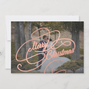 Elegant simple photo newlywed Merry Christmas Holiday Card