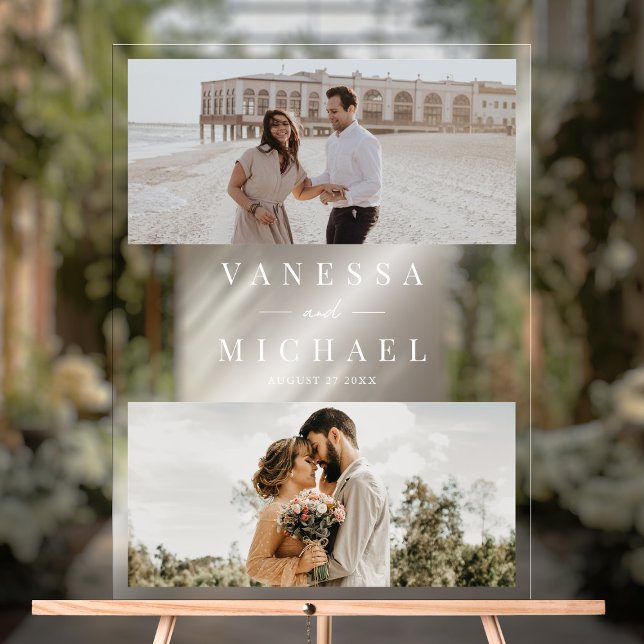 Elegant Simple Photo Wedding Acrylic Sign (Creator Uploaded)