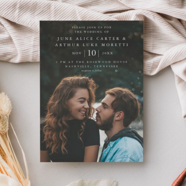 Elegant Simple Photo  Wedding  Magnetic Invitation (Elegant Minimal Photo Wedding Magnetic Invitations.)