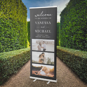 Elegant Simple Photo Wedding Welcome Retractable Banner