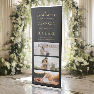 Elegant Simple Photo Wedding Welcome Retractable Banner