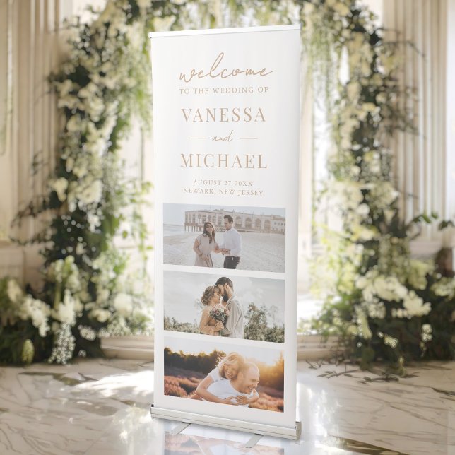 Elegant Simple Photo Wedding Welcome Retractable Banner (Creator Uploaded)