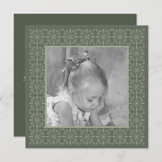 Elegant Simple Photo Winter Green Snowflake Holiday Card (Front/Back)