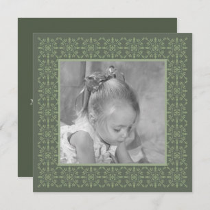 Elegant Simple Photo Winter Green Snowflake Holiday Card