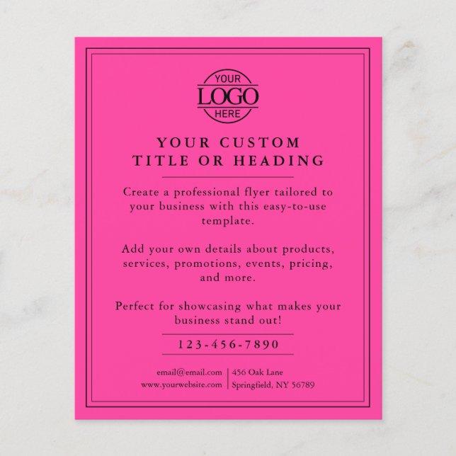 Elegant Simple Pink Business Logo Promotional Flyer (Front)