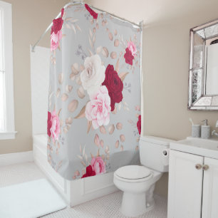 Elegant Simple Pink floral Shower Curtain