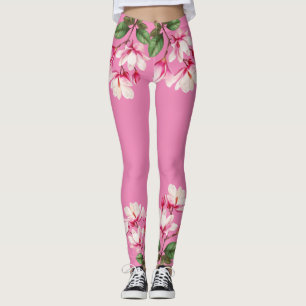 Elegant Simple Pink Flower Floral Art Leggings
