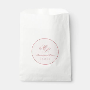 Elegant Simple Pink Monogram Circle Wedding Favour Bags