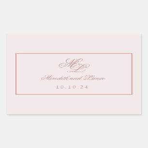 Elegant Simple Pink Monogram Rectangular Sticker