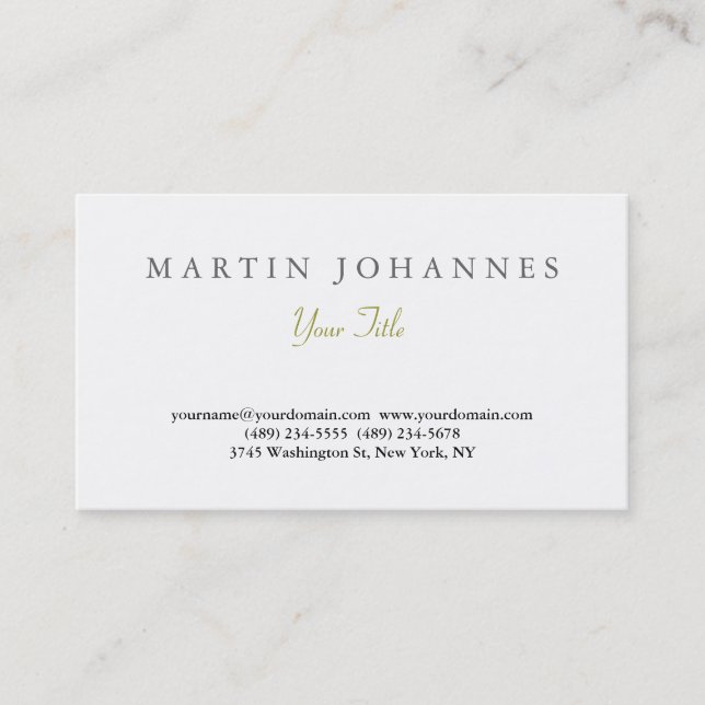 Elegant Simple Plain Artistic Business Card (Front)