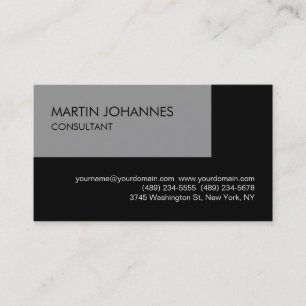 Elegant Simple Plain Black Grey Business Card