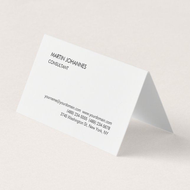 Elegant Simple Plain Black White Personalised Business Card (Front)