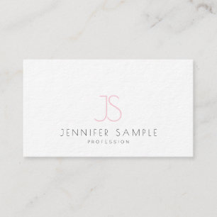 Elegant Simple Plain Pink Monogrammed Modern Cool Business Card