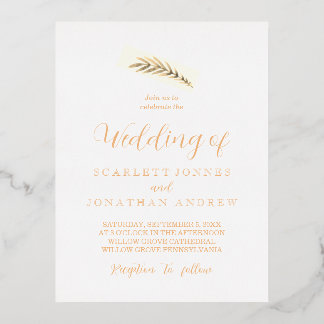 Elegant Simple Plant Wedding  Foil Holiday Postcard
