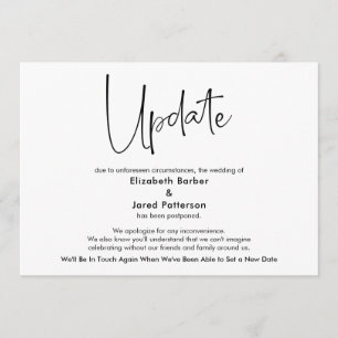 Elegant Simple Postponed Wedding Update Card