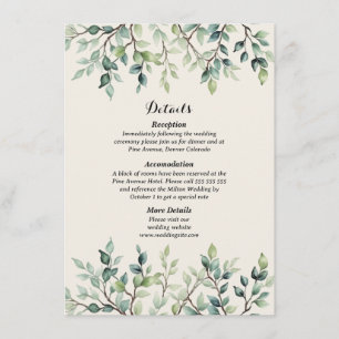 Elegant Simple Pretty leaves branches wedding Enclosure Card