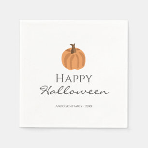 Elegant Simple Pumpkin Happy Halloween Napkin