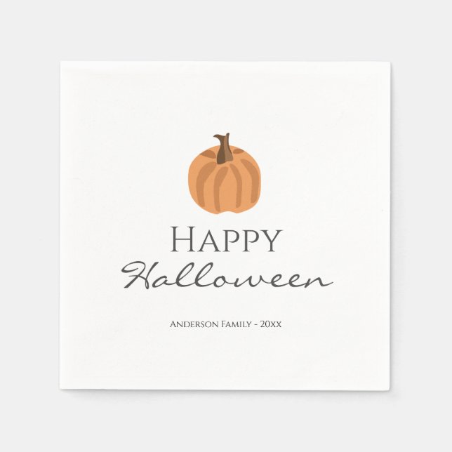 Elegant Simple Pumpkin Happy Halloween Napkin (Front)