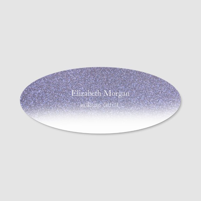 Elegant  Simple Purple Glitter Bokeh Ombre Name Tag (Front)