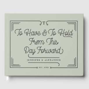 Elegant Simple Quote  Eucalyptus Green Wedding Guest Book
