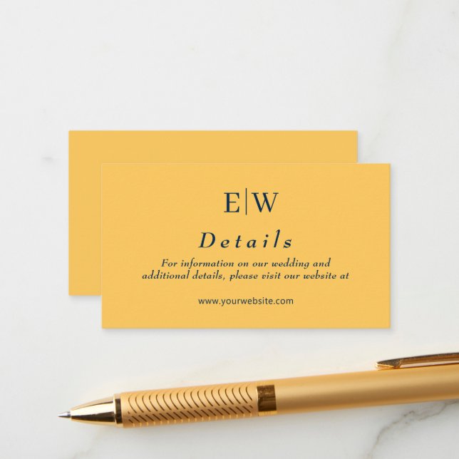 Elegant Simple Ray Flower with Monogram Wedding Enclosure Card (Front/Back In Situ)