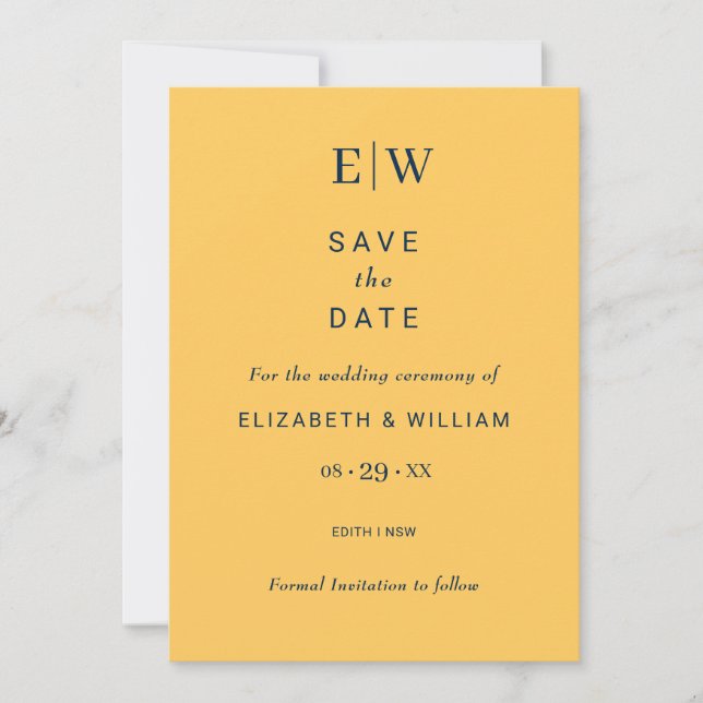 Elegant Simple Ray Flower with Monogram Wedding Save The Date (Front)