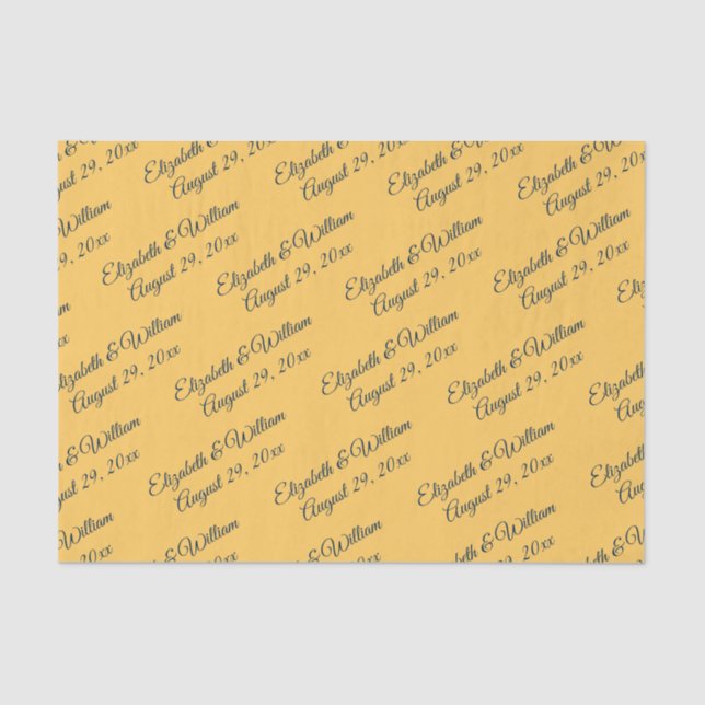 Elegant Simple Ray Flower with Monogram Wedding Tissue Paper (Front)