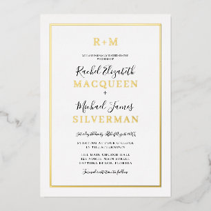 Elegant Simple Real Gold Border White Wedding