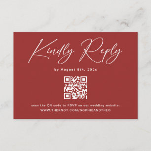 Elegant Simple Red Christmas Wedding RSVP Card 