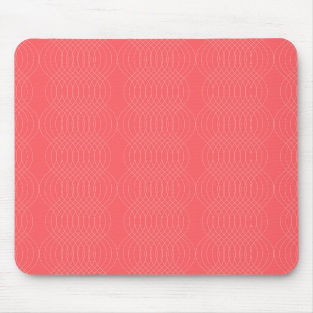 Elegant, simple, red, modern wavy lines mouse mat (Front)